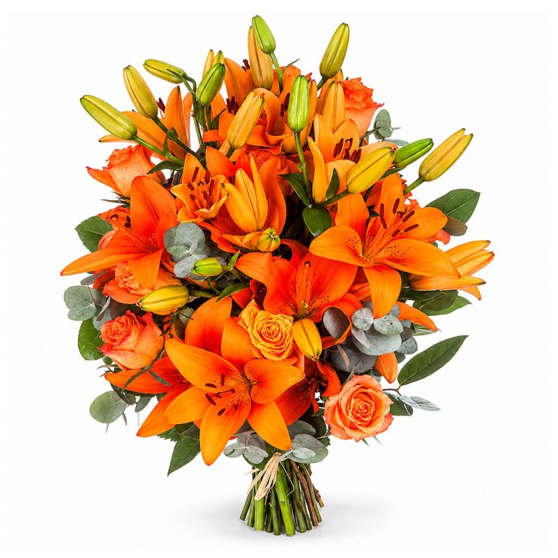 Orange Lilies and Roses